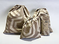 3 шт Экомешочки хлопок, эко сумка, эко-мешок, эко-сумка, экомешок, набор мешочков из ткани, хлопко