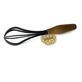 Ручний вінчик для збивання силіконовий WOODEN, сірий OKYANUS