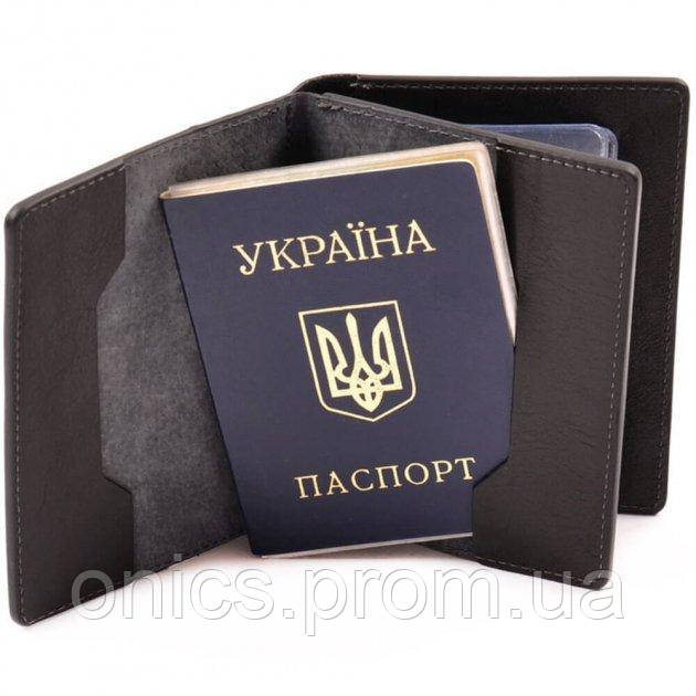 Чёрная кожаная обложка для паспорта Grande Pelle 212610 хорошее качество - фото 4 - id-p1931037279