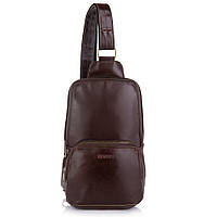 Коньячная кожаная сумка слинг Newery N41719GX хорошее качество