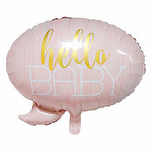 Фольгована кулька велика фігура Куля Hello Baby рожева 54х59см Китай