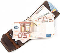 Коричневый кожаный кошелек-зажим для денег Grande Pelle 120120 хорошее качество