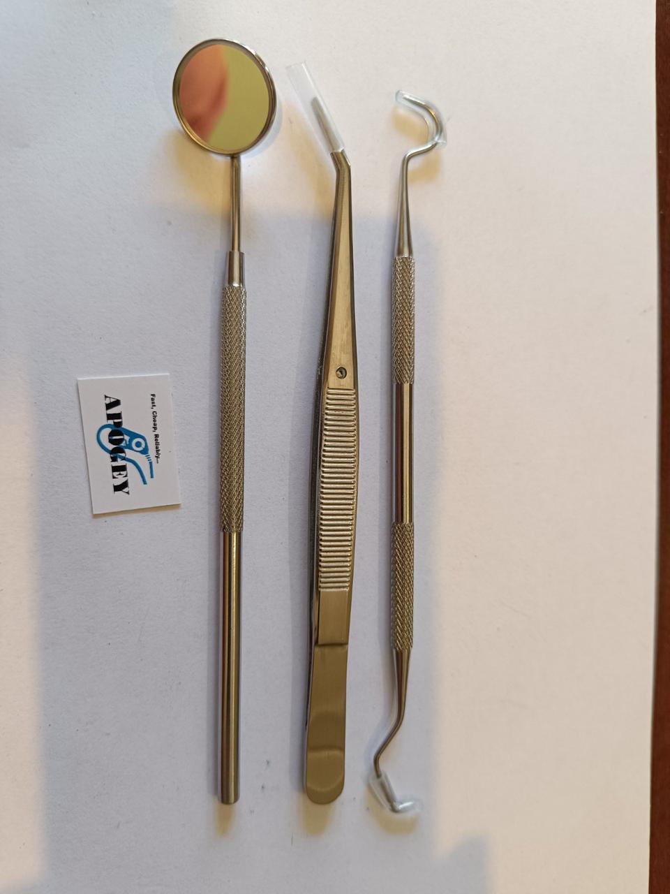 Оглядові стоматологічні інструменти (набір 3 шт.) неіржавка сталь