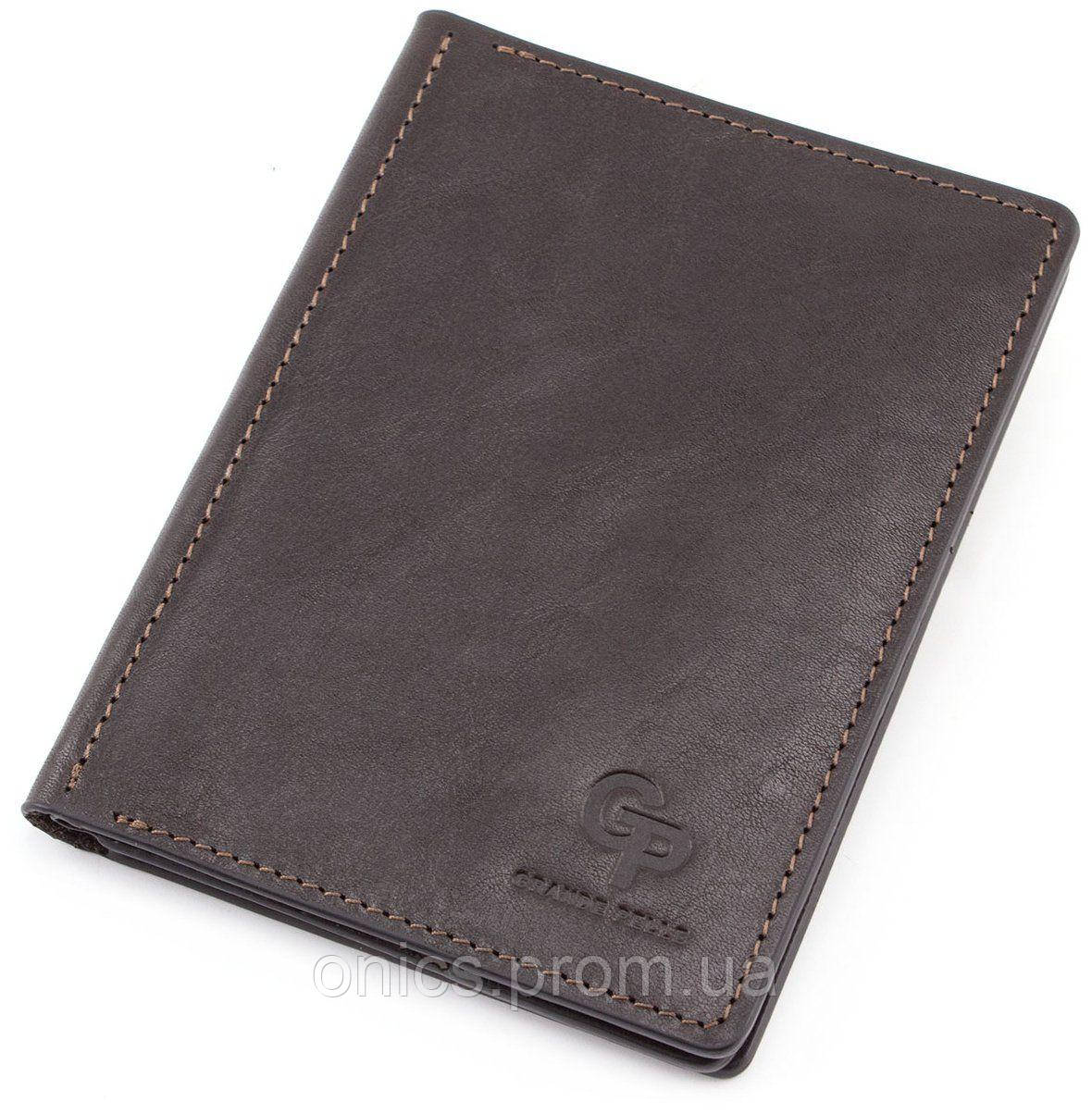 Тёмно-коричневая кожаная обложка для паспорта Grande Pelle 212620 хорошее качество - фото 2 - id-p1931037311
