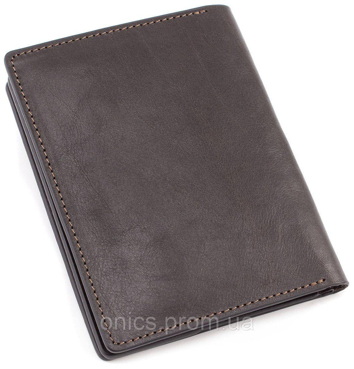 Тёмно-коричневая кожаная обложка для паспорта Grande Pelle 212620 хорошее качество - фото 3 - id-p1931037311