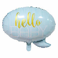 Фольгована кулька велика фігура Куля Hello Baby блакитна 54х59см Китай