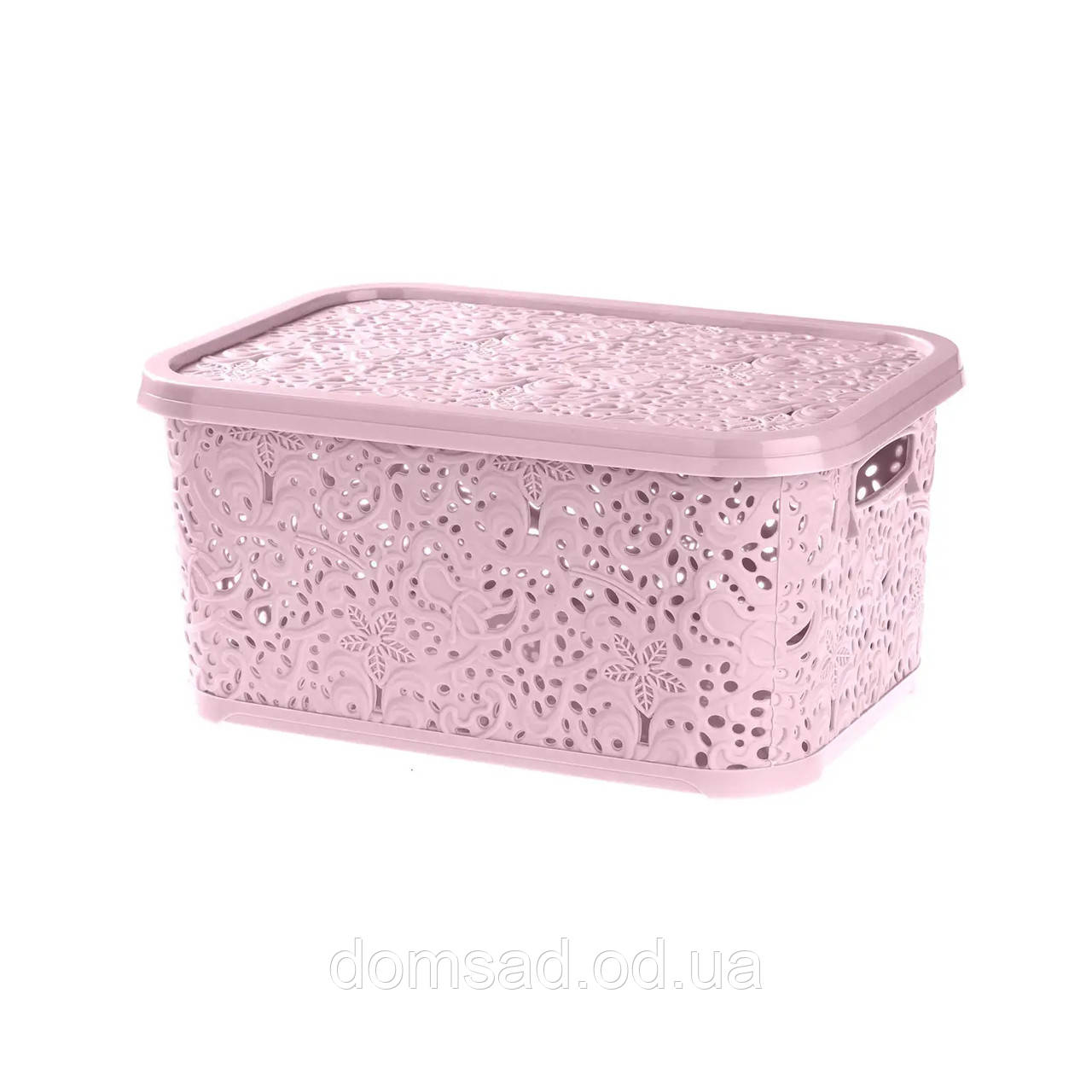 Кошик із кришкою "Ажур" 10л 33,5х23,5х16 см пудра