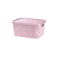 Кошик із кришкою "Ажур" 6л 28,5*20,5*12,5см пудра