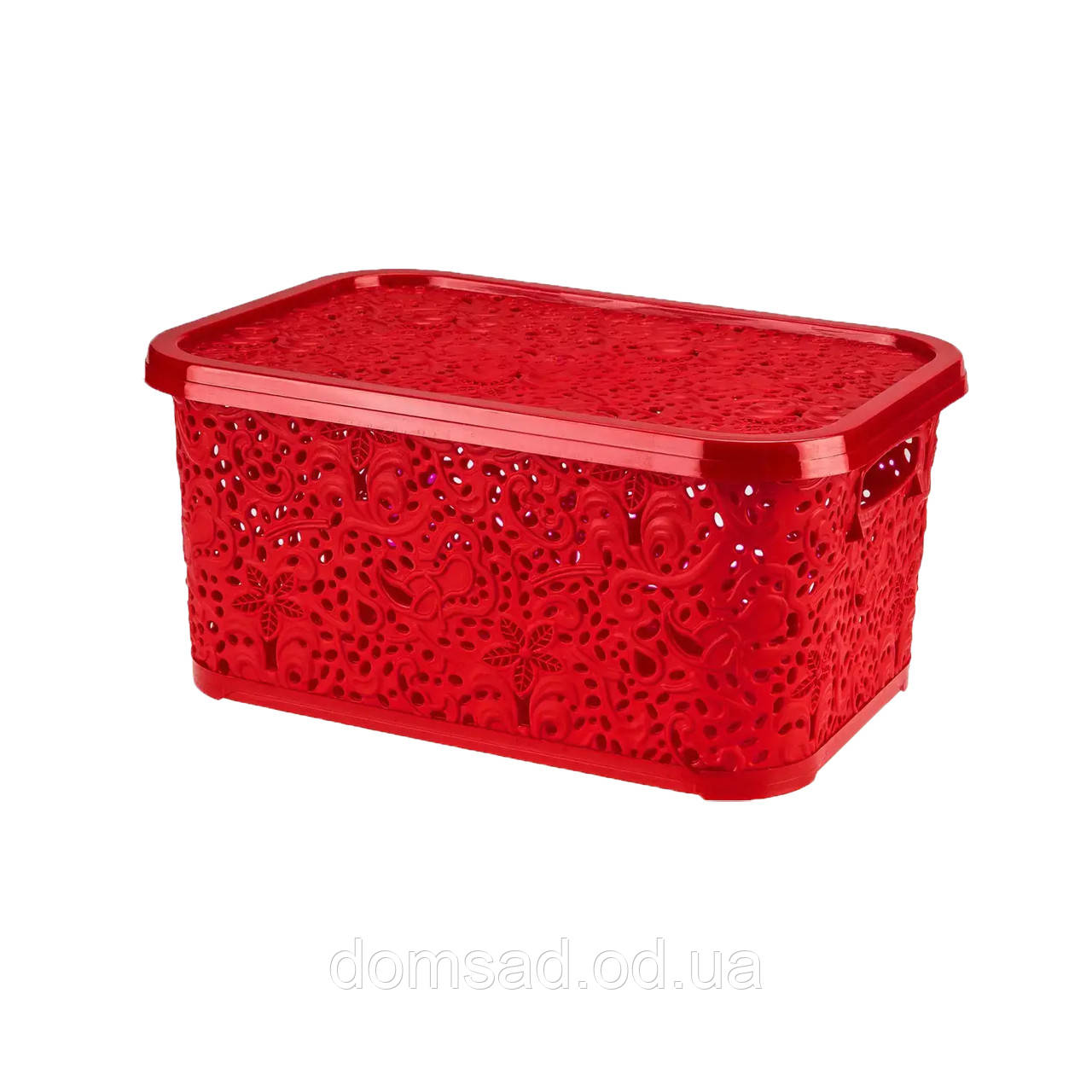 Кошик з кришкою "Ажур" 10л 33,5х23,5х16 см червоний