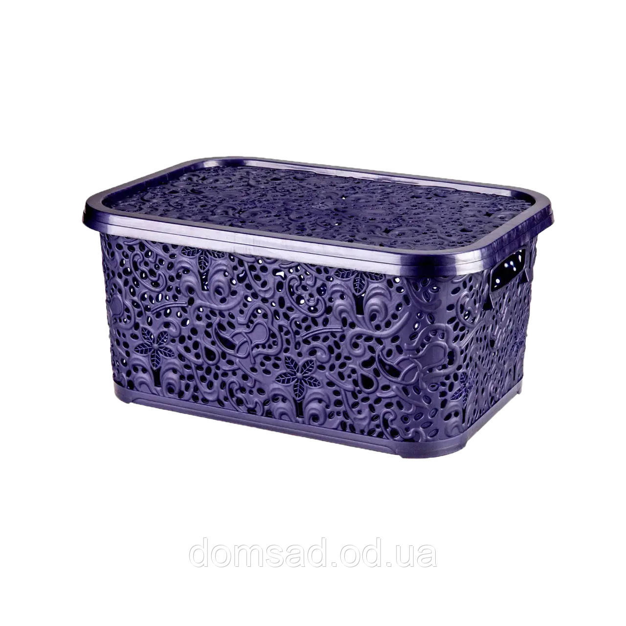 Кошик з кришкою "Ажур" 10л 33,5х23,5х16 см фіолетовий