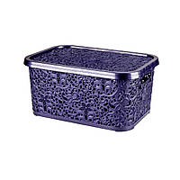 Кошик з кришкою "Ажур" 10л 33,5х23,5х16 см фіолетовий