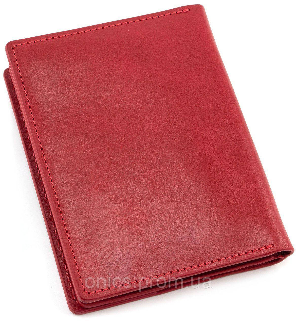 Красная кожаная обложка для паспорта Grande Pelle 212660 хорошее качество - фото 4 - id-p1931037384