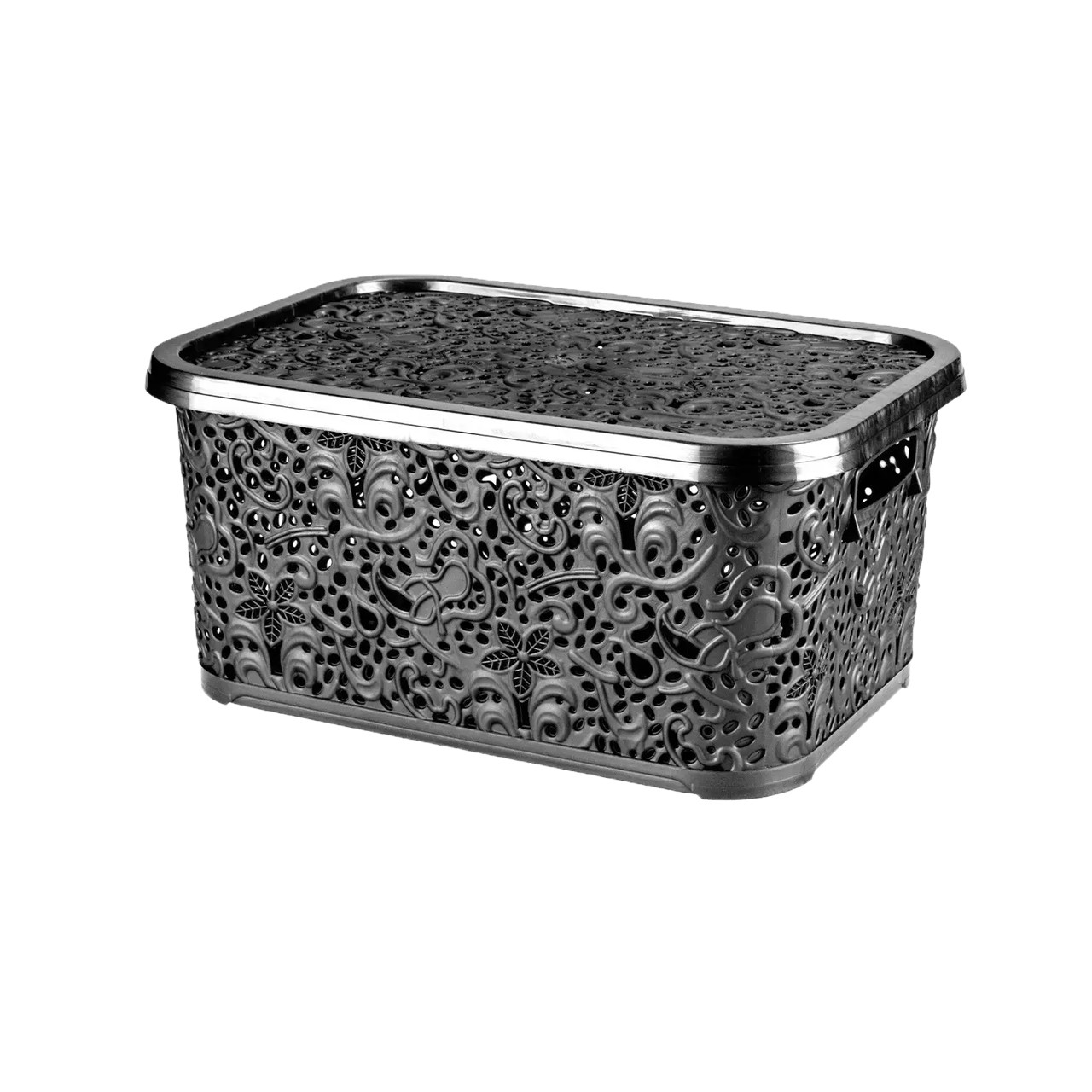 Кошик з кришкою "Ажур" 10л 33,5х23,5х16 см металік, фото 1