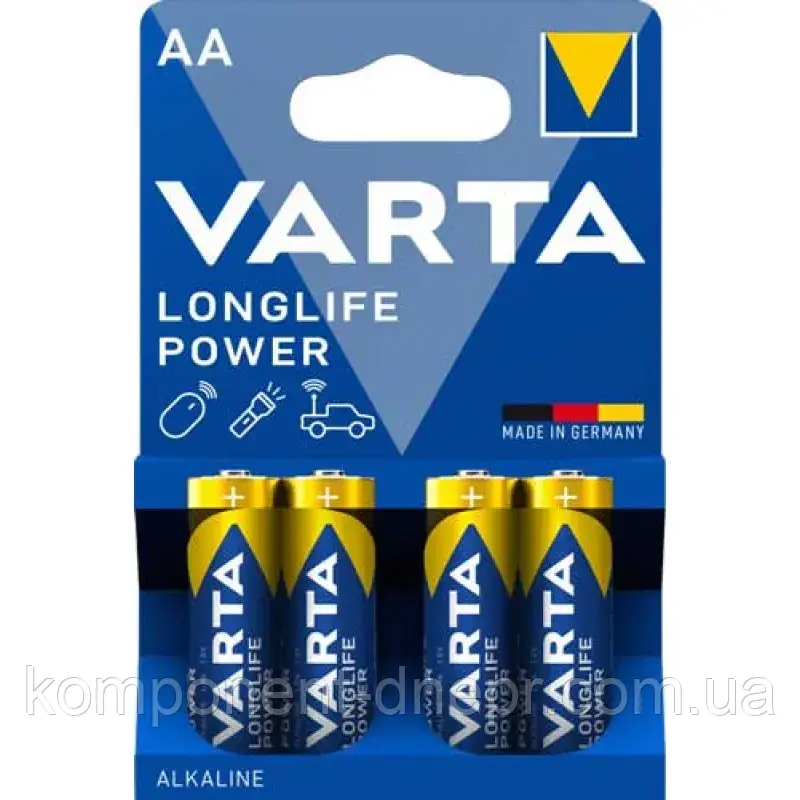 Батарейка VARTA LONGLIFE POWER лужна AAА LR6 4штxBL ALKALINE, фото 1