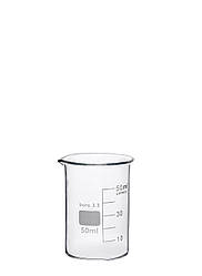 Cклянка хімічна низька з мітками і носиком 50 мл, Boro 3.3