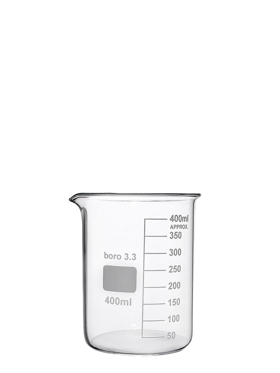 Cклянка хімічна низька з мітками і носиком 400 мл, Boro 3.3