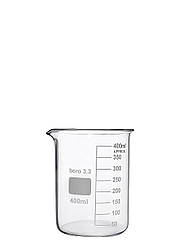 Cклянка хімічна низька з мітками і носиком 400 мл, Boro 3.3