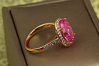 Кільце Xuping Jewelry малинки з рожевим каменем р 16 золотисте
