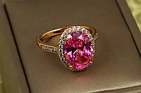 Кільце Xuping Jewelry малинки з рожевим каменем р 18 золотисте