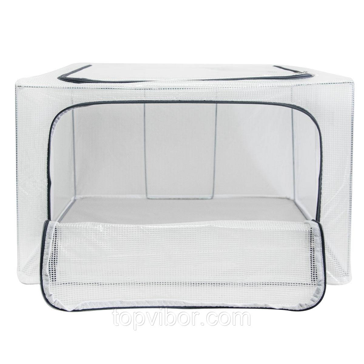Коробка органайзер для хранения вещей 50х40х31см Белый/прозрачный, органайзер для одежды в шкаф (ТОП) - фото 3 - id-p1931062080