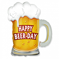Фольгированный шар большая фигура Бокал пива Happy Beer-Day 57х65см Flexmetal в упаковці