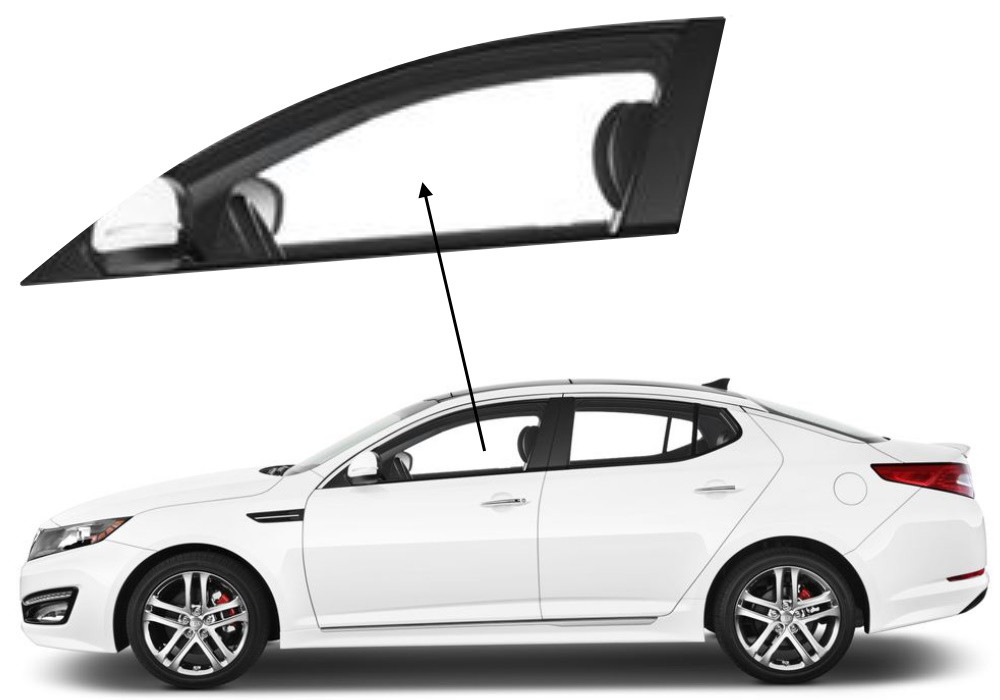 Бічне скло Kia K5 2011-2015 передніх дверей ліве