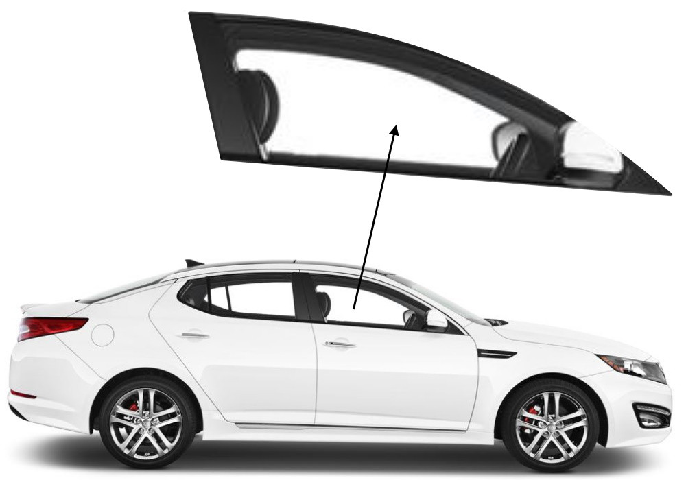 Бічне скло Kia K5 2011-2015 передніх дверей праве