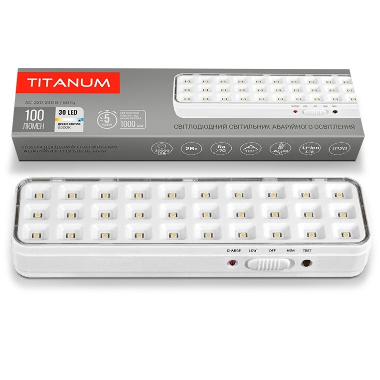 LED світильник аварійний TITANUM TL-EM1106 30 LED 6500K Білий, фото 1