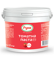 Томатна паста з вмістом сухих речовин 25% пастеризована 5,7 кг. тм Руна
