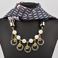 Шарф жіночий No1різнобарвний тканина поліестер із різними типами намистин і різними елементами розмір 147х14 см