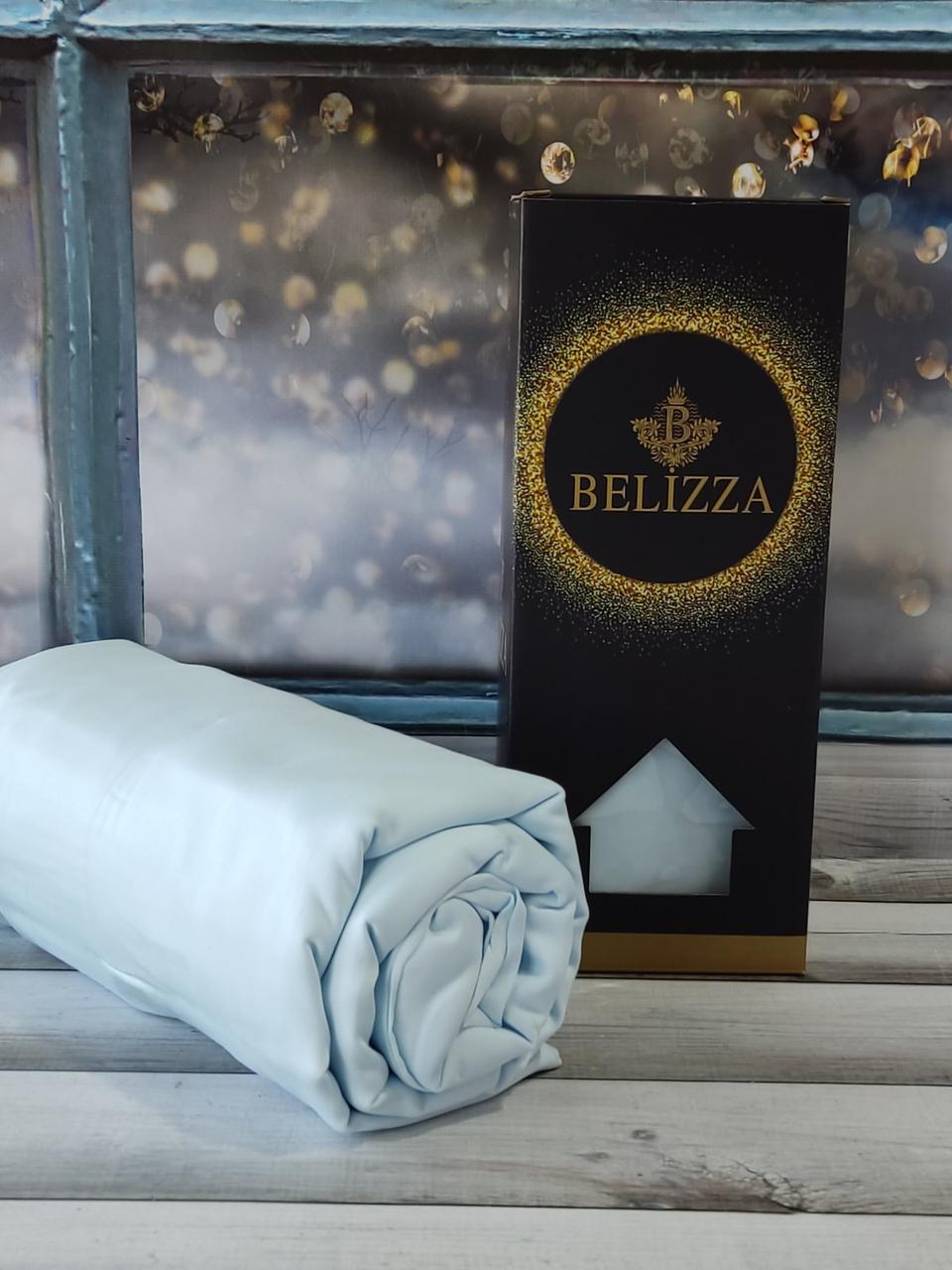 Сатинове простирадло 280 на 280 см з наволочками Belizza Home м"ятне