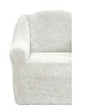 Чохли натяжні на диван і два крісла плюшеві хутряні Venera колір молочний, фото 3