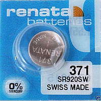 Батарейка часовая серебрянно-цинковая Renata 371 SR920SW, 1.55V, блистер 10шт разрывной, цена за штуку!