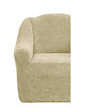 Чохли натяжні на диван і два крісла плюшеві хутряні Venera колір пісочний, фото 3