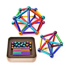 Конструктор магнітний неокуб кульки та палички, головоломка магнітний конструктор неокуб стрижні кольорові