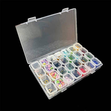 Прозорий органайзер, контейнер з бісером, намистинами та фурнітурою, подарунковий набір для рукоділля на 28 ячеєк