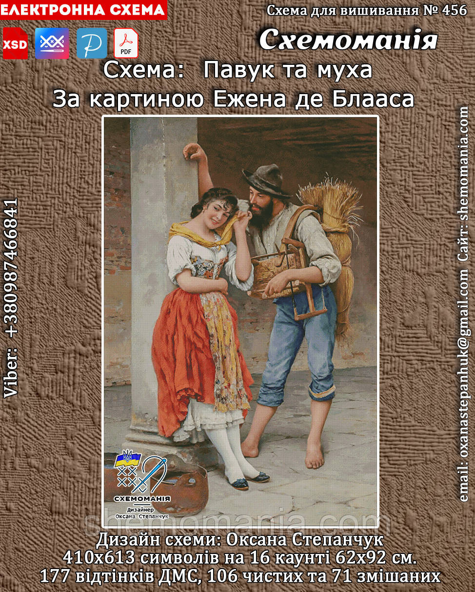 (Електронна) Схема для вишивки хрестом або петитом: "Павук та муха"