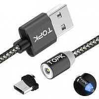 Кабель с магнитным коннектором Micro USB кабель Topk Micro USB Черный - синий