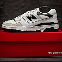 Мужские кроссовки New Balance 550 White Black (бело-черные) демисезонные стильные повседневные кроссы 2299