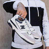 Мужские кроссовки New Balance 550 White Black (бело-черные) демисезонные стильные повседневные кроссы 2433