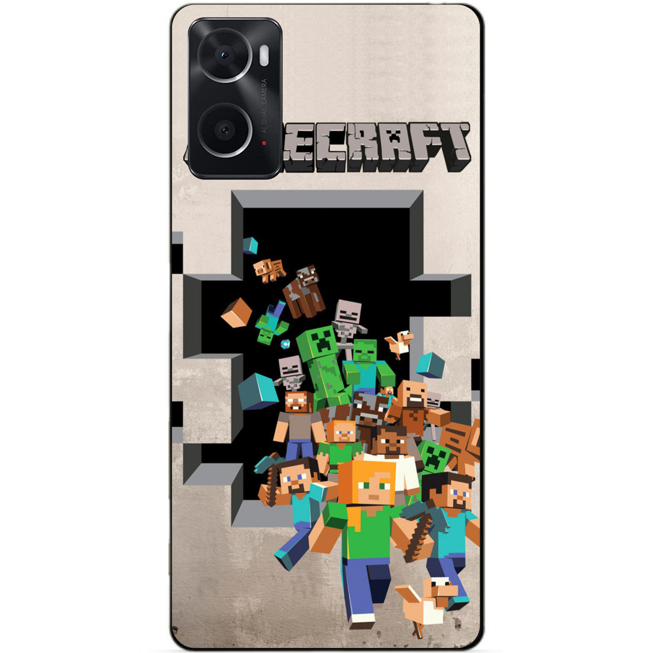 Силіконовий бампер чохол для Oppo A76/A96 з картинкою Майнкрафт Minecraft