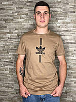 Футболка мужская Adidas светло коричневая хлопок S M L XL XXL M