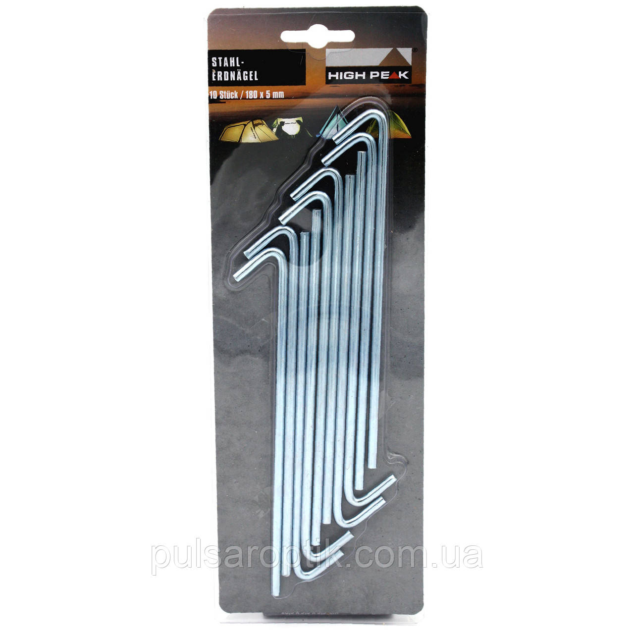 Кілки High Peak Steel Pin Peg 18 см 10 шт. Silver (42207), фото 1