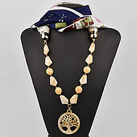 Шарф жіночий No28 різнобарвний з дівчатами тканина поліестер із різними типами намистин і елементами розмір 147х14 см