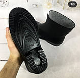 Жіночі гумові чоботи черевики з утеплювачем чорні, фото 4