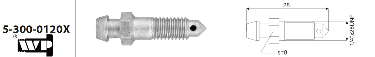 Штуцер прокачки WP 5-300-0120X (1/4" UNF L=28 мм)
