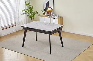 Стіл обідній розкладний OSLO CERAMIC 120-180x80x76 (кераміка+метал) Сірий глянець, фото 3