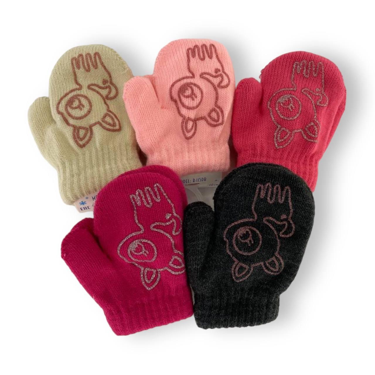 ОПТ Дитячі рукавиці подвійні для дівчинки, р. 10 (0-6 міс.), виробник Польща (6 шт./набір), фото 1