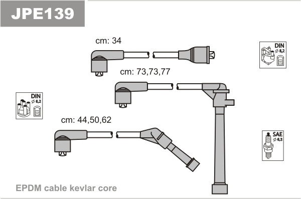 Дроти запалювання JanMor JPE139 для INFINITI J30 3,0, M30 3,0, NISSAN MAXIMA 3,0 I двиг. VG30E, NAVARA 3,0 I V6 4WD двиг. VG30E