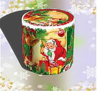 Новогодняя подарочная коробка Тубус "Санта с медвежонком" 24-26*1